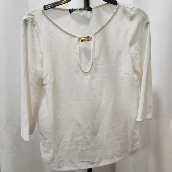 Zara Basic white keyhole blouse - Picture 1 of 3